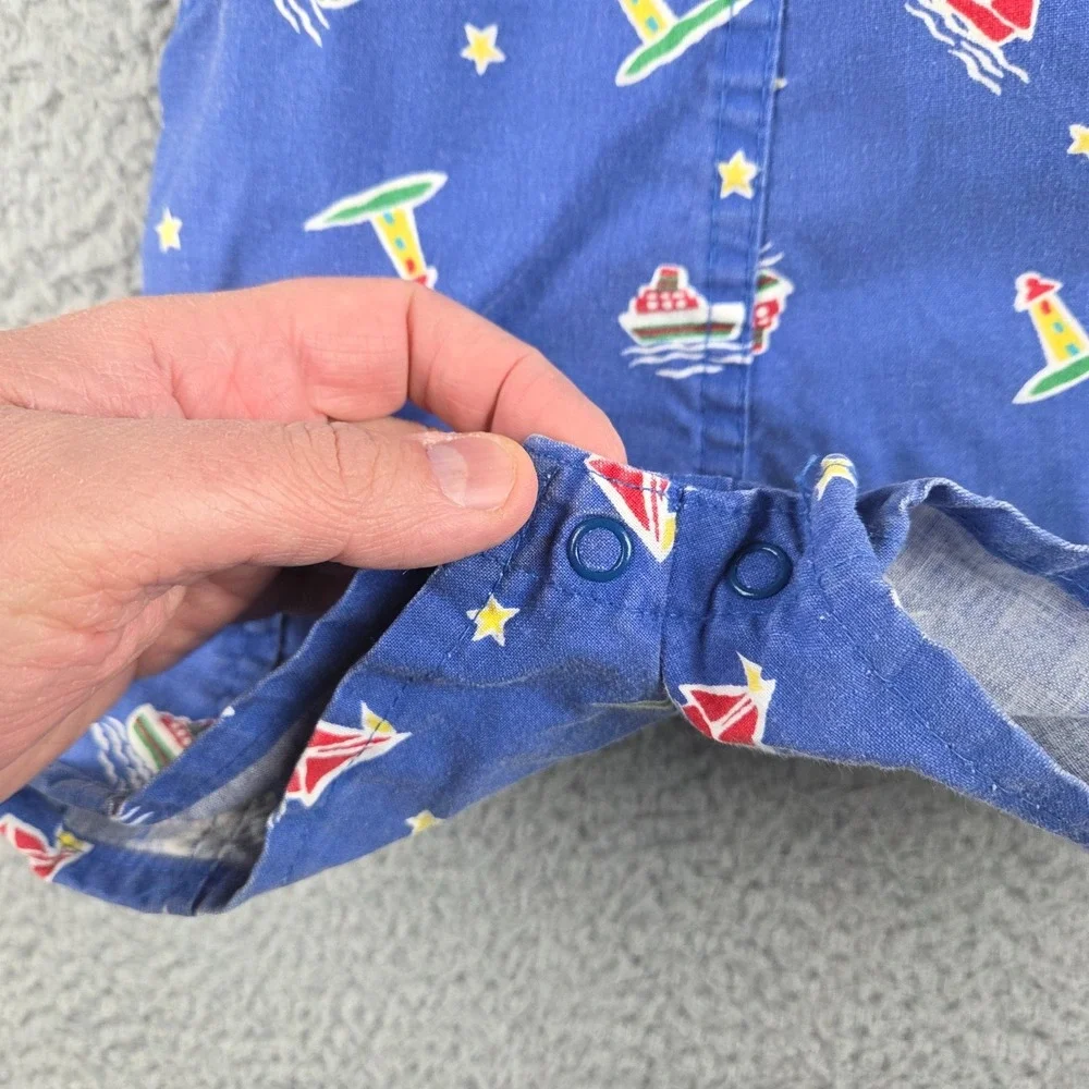 OshKosh B'Gosh Vestbak Bib‎ Romper Overalls Size 12M Blue Vintage 1980s